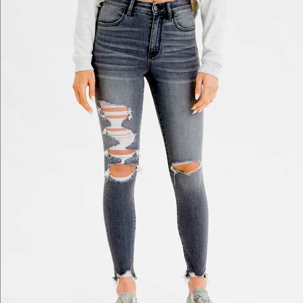 Womens American Eagle High Rise Ripped Jeans